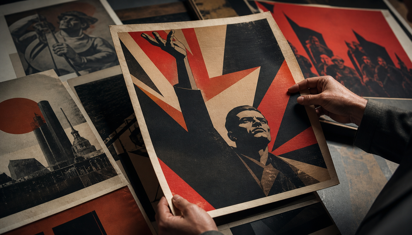 Expressionist political wall poster from the Weimar Republic around 1920, rough woodcut typography in black and red, hand-pasted paper on a weathered brick wall, street scene Berlin